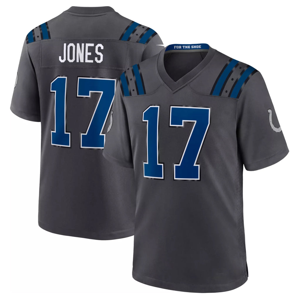 IN.Colts #17 Daniel Jones Player Anthracite 2026 Rivalries Collection Home Game Hdoa Stitched Jerseys