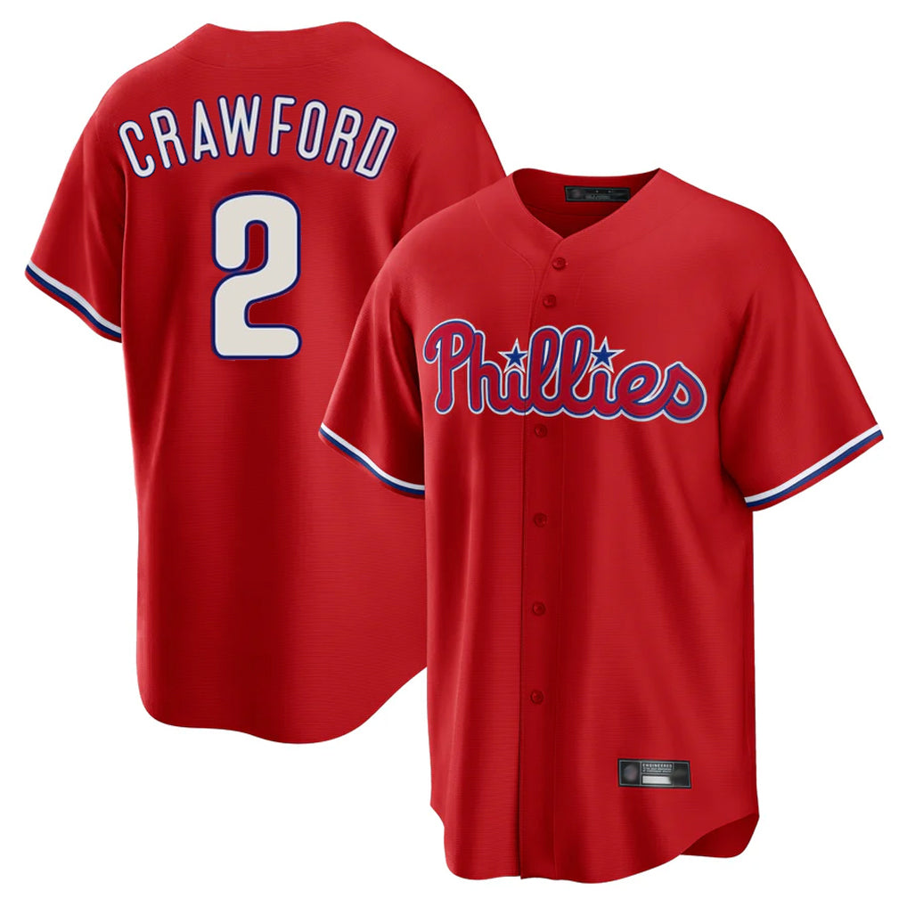 P.Phillies #2 Justin Crawford Player Red Home Game Jdoa Stitched Jerseys