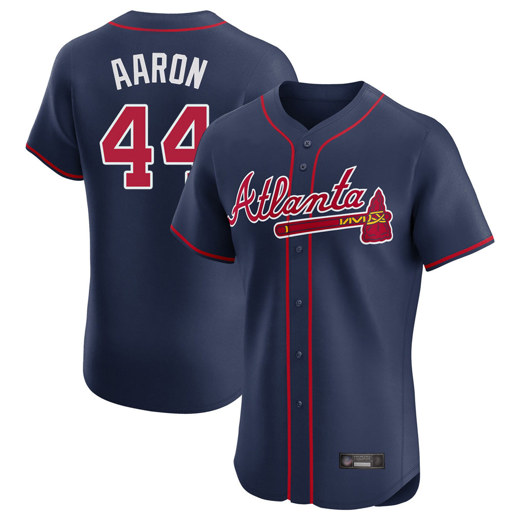 A.Braves #44 Hank Aaron Player Navy Limited Elite Home Game Jdoa Stitched Jerseys
