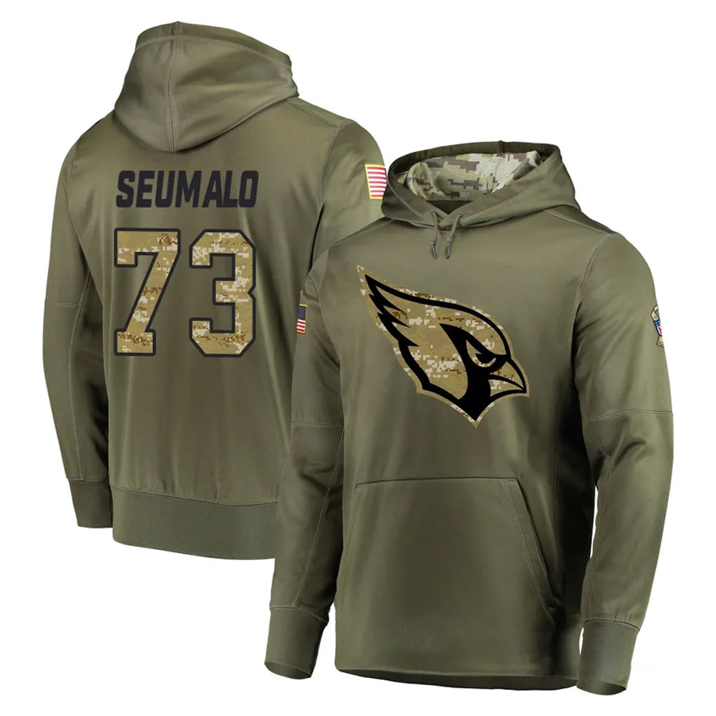 A.Cardinals #73 Isaac Seumalo Player Olive Salute to Service Pullover Hoodie Home Game Jdoa Stitched Jerseys