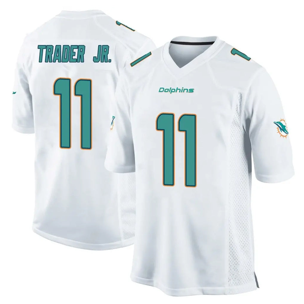 M.Dolphins #11 Dante Trader Jr. Player White Home Game Jdoa Stitched Jerseys