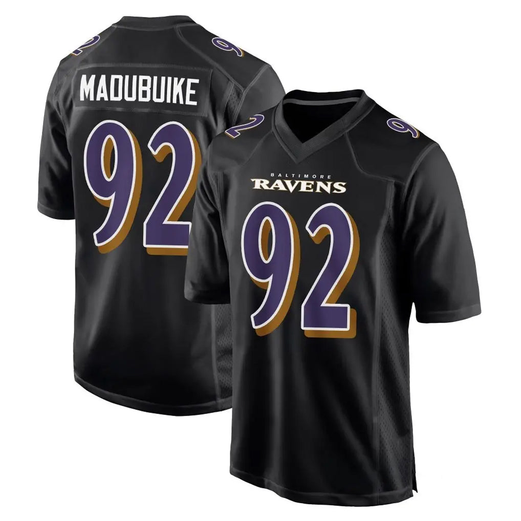 B.Ravens #92 Nnamdi Madubuike Player Black Carbon Fashion Home Game Jdoa Stitched Jerseys