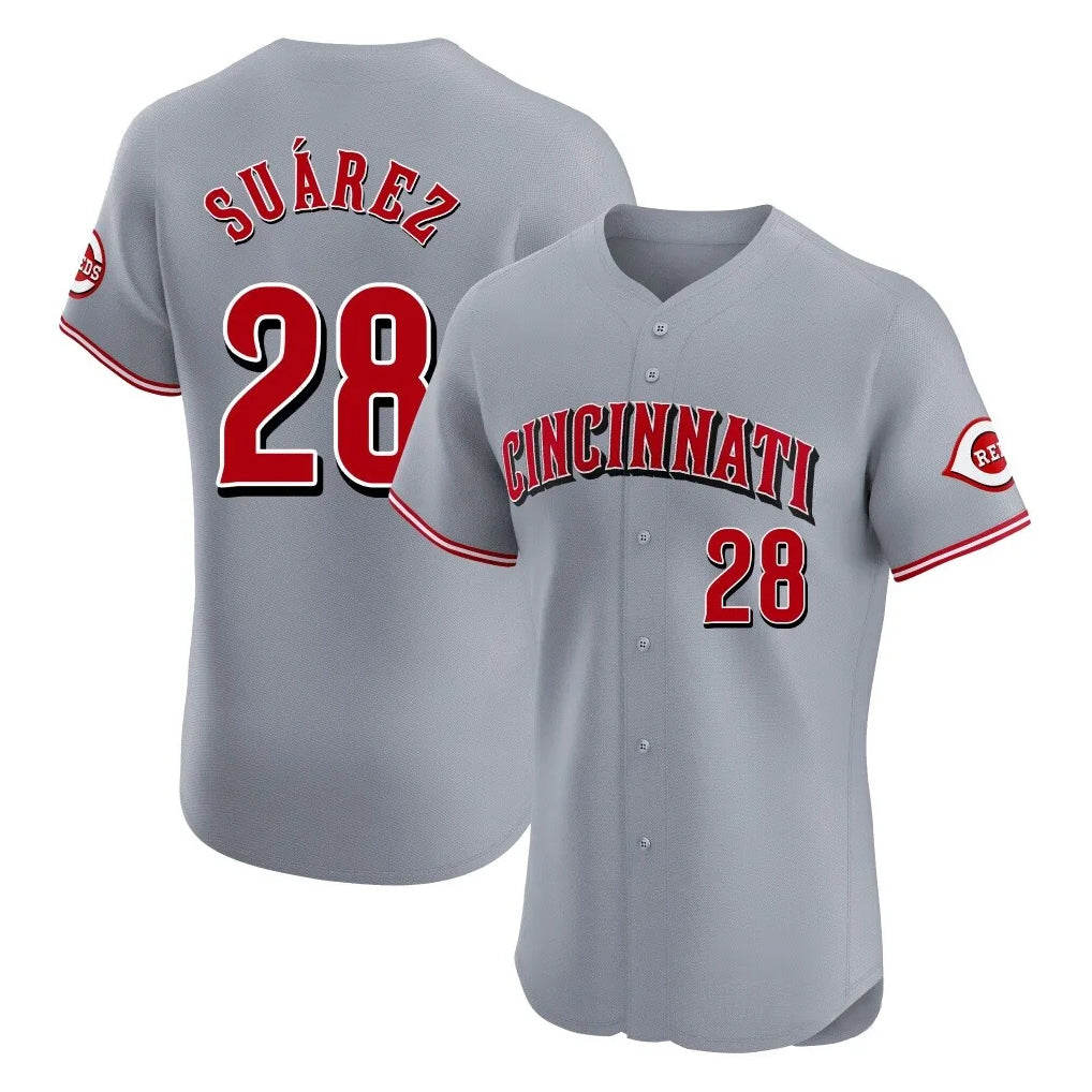 C.Reds #28 Eugenio Su¨¢rez Player Gray Limited Elite Home Jdoa Stitched Jerseys