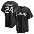 C.Guardians #24 Triston McKenzie Player Black Home Game Jdoa Stitched Jerseys