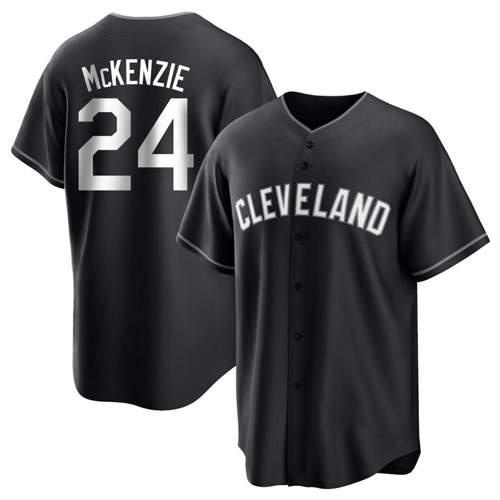 C.Guardians #24 Triston McKenzie Player Black Home Game Jdoa Stitched Jerseys