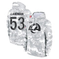 LA.Rams #53 Nate Landman Player Arctic Camo Salute to Service Hoodies Limited Game Jdoa Stitched Jerseys