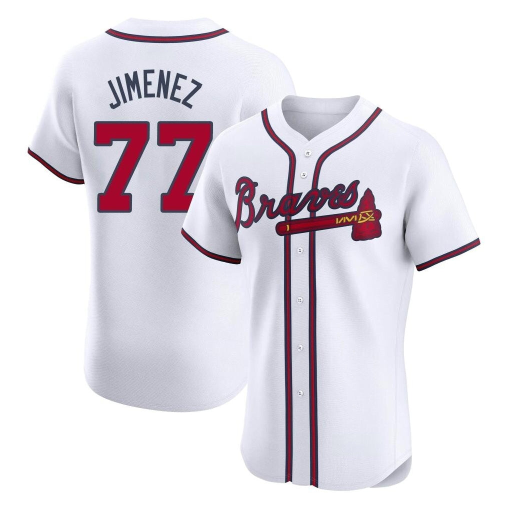 A.Braves #77 Joe Jimenez Player White Limited Elite Home Game Jdoa Stitched Jerseys
