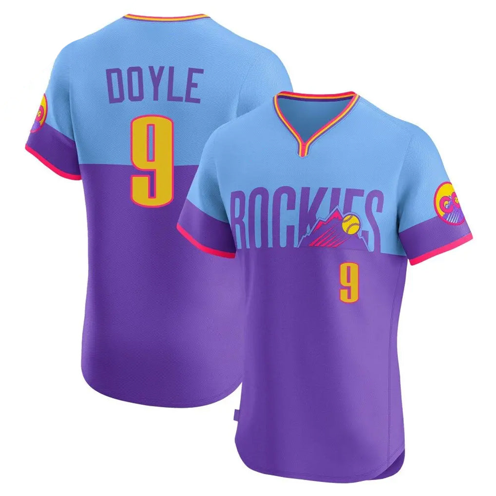 C.Rockies #9 Brenton Doyle Player Purple-Light Blue City Connect Limited Elite Home T-shirt Jdoa Stitched Jerseys