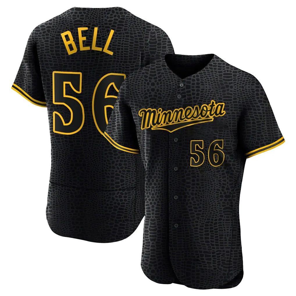 M.Twins #56 Josh Bell Player Black Snake Skin City Home Limited Elite Jdoa Stitched Jerseys
