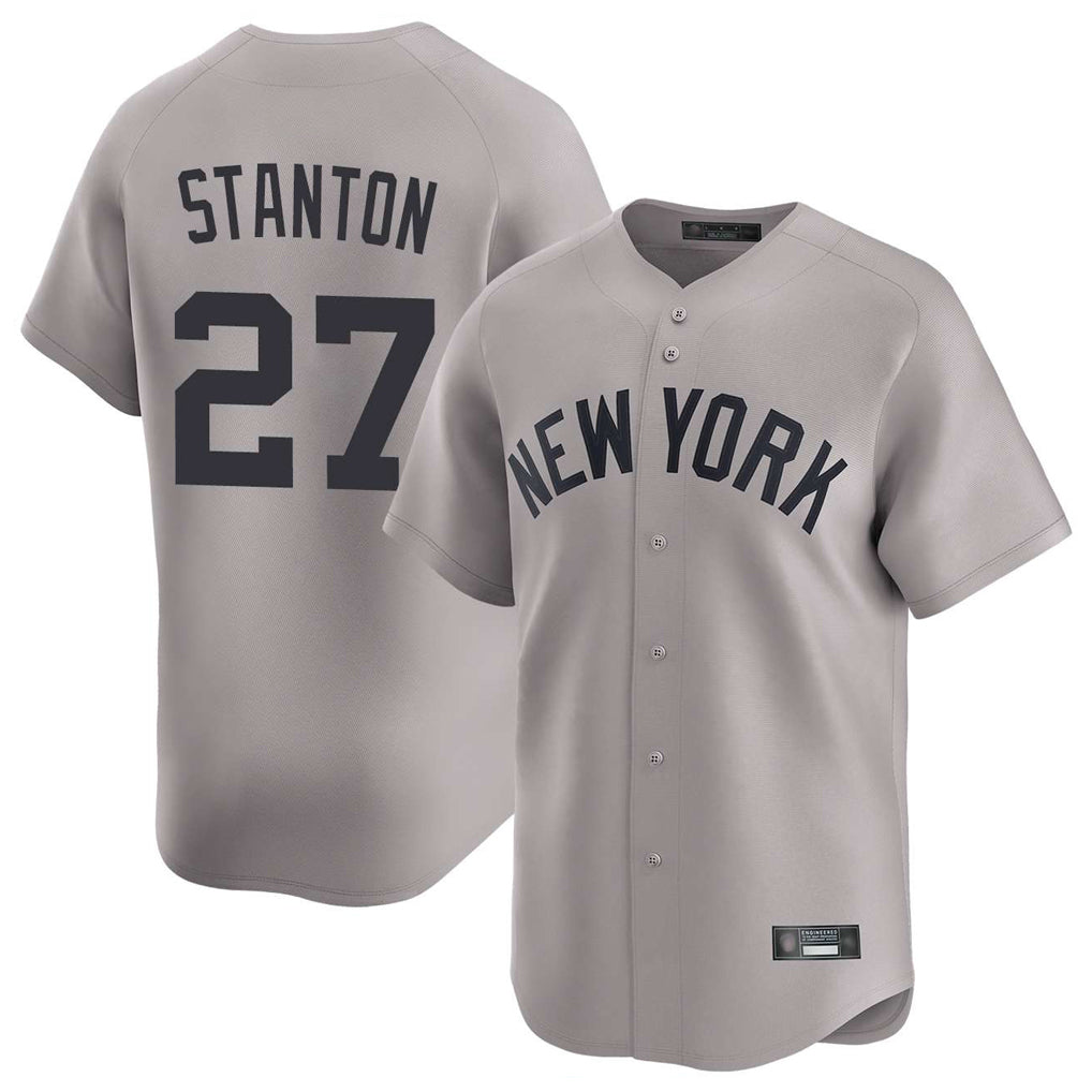 NY.Yankees #27 Giancarlo Stanton Player Gray Limited Home Jdoa Stitched Jerseys