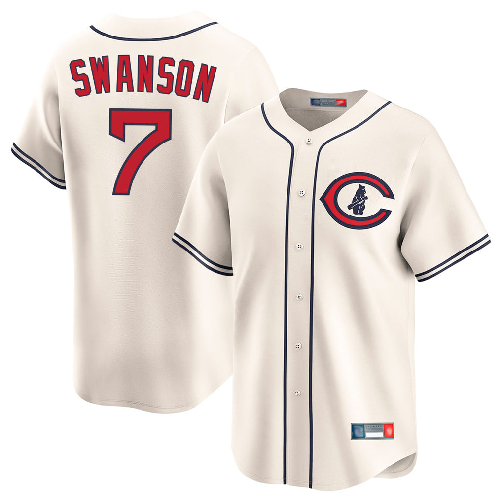 C.Cubs #7 Dansby Swanson Player Cream Field of Dreams Limited Home Game Jdoa Stitched Jerseys