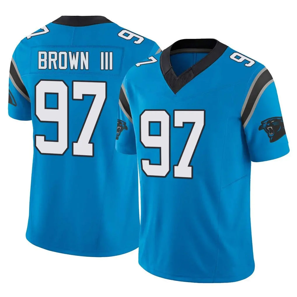 C.Panthers #97 Bobby Brown III Player Blue Vapor F.U.S.E. Limited Home Game Jdoa Stitched Jerseys