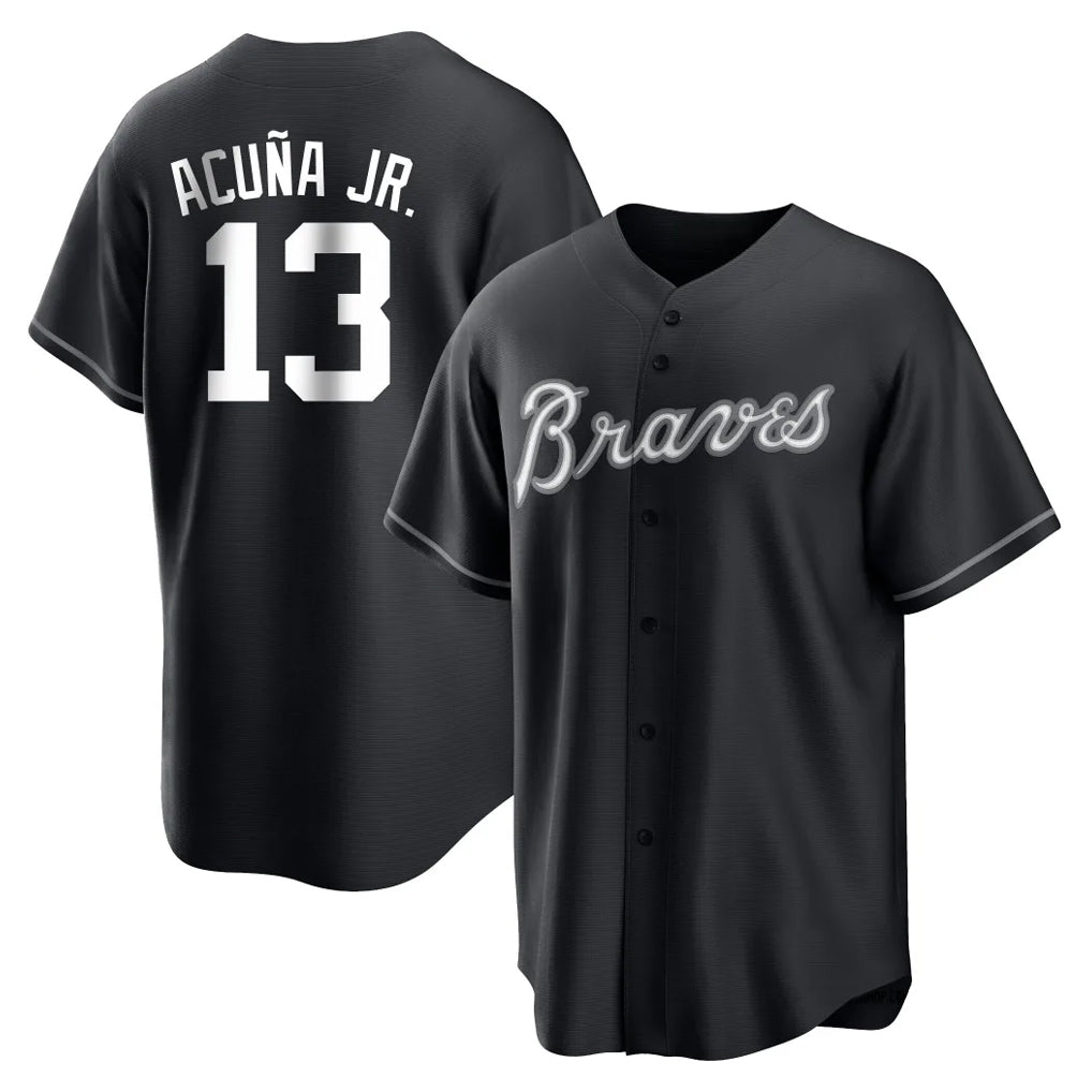 A.Braves #13 Ronald Acuna Jr Player Black Home Game Jdoa Stitched Jerseys