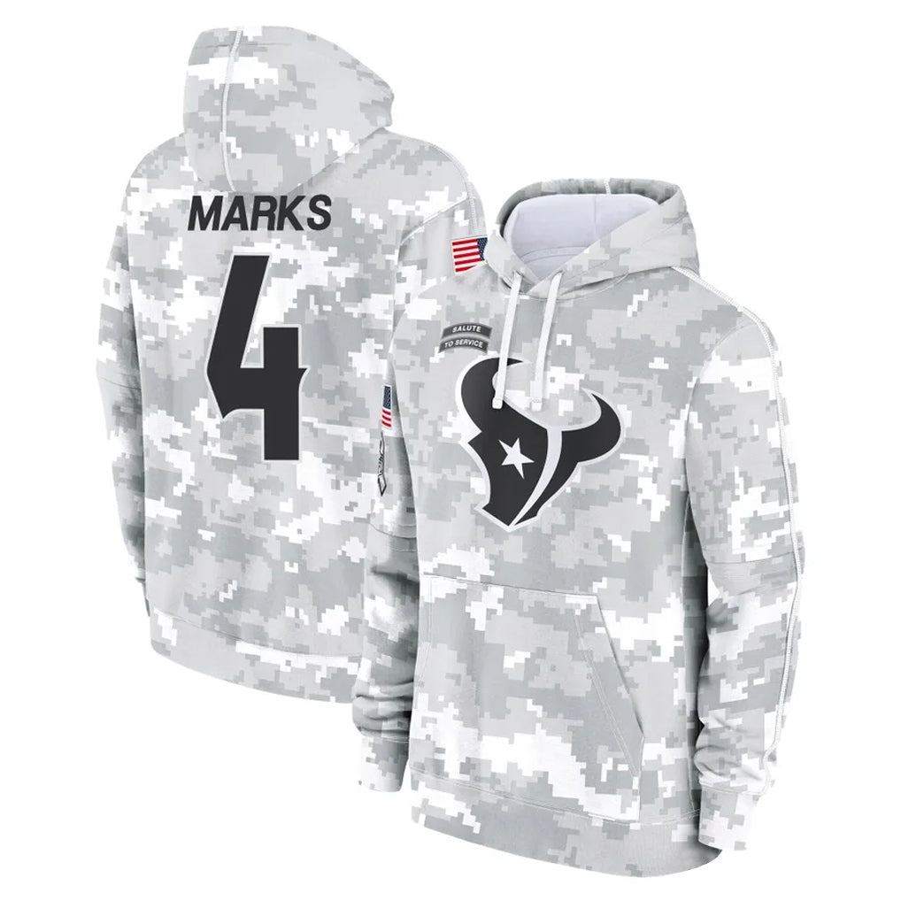 H.Texans #4 Woody Marks Player Arctic Camo Salute to Service Hoodies Limited Game Jdoa Stitched Jerseys