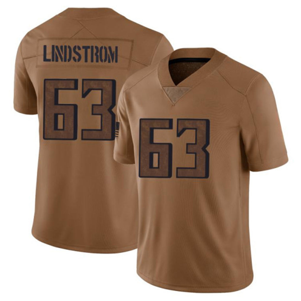 A.Falcons #63 Chris Lindstrom Player Brown Salute To Service Limited Jdoa Stitched Jerseys