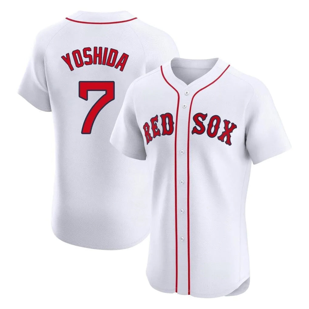 B.Red Sox #7 Masataka Yoshida Player White Limited Elite Home Game Jdoa Stitched Jerseys