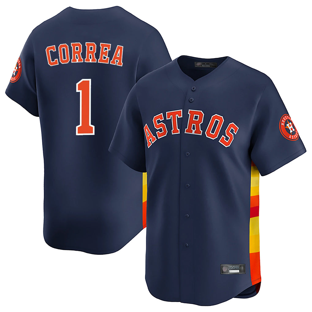H.Astros #1 Carlos Correa Player Navy Home Limited Jdoa Stitched Jerseys
