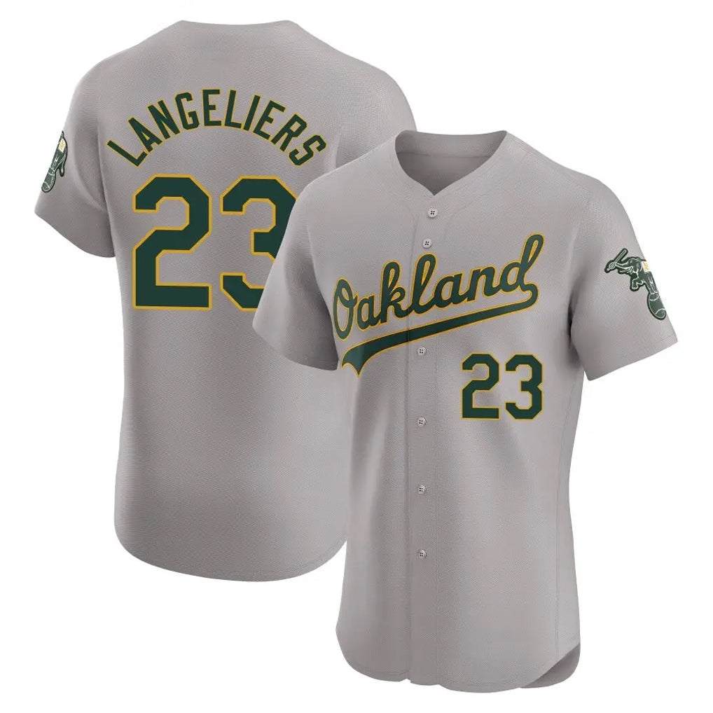 Athletics #23 Shea Langeliers Player Gray Road Limited Elite Home Game Jdoa Stitched Jerseys