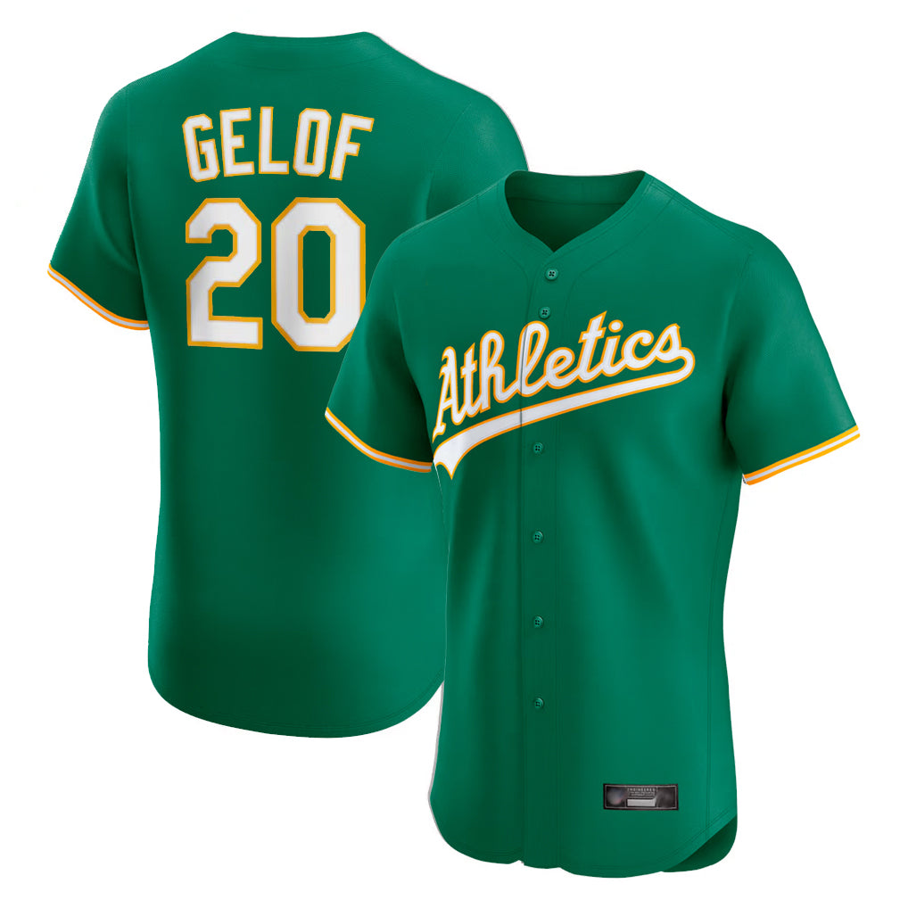 Athletics #20 Zack Gelof Player Kelly Green Limited Elite Home Game Jdoa Stitched Jerseys