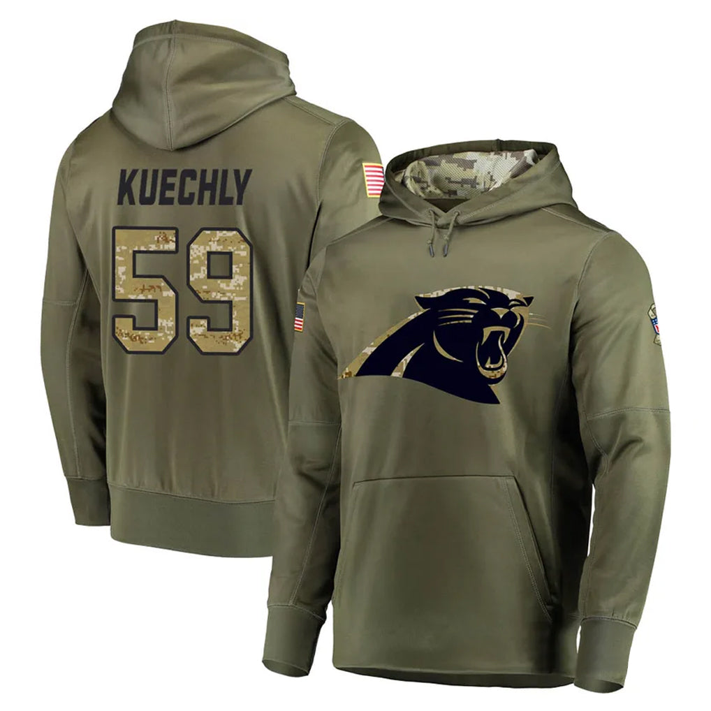 C.Panthers #59 Luke Kuechly Player Olive Salute to Service Hoodies Jdoa Stitched Jerseys