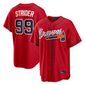 A.Braves #99 Spencer Strider Player Red Home Game Jdoa Stitched Jerseys