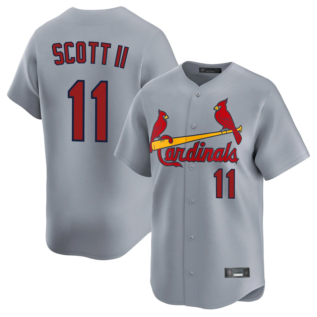 St. Louis Cardinals #11 Victor Scott II Player Gray Home Limited Jdoa Stitched Jerseys