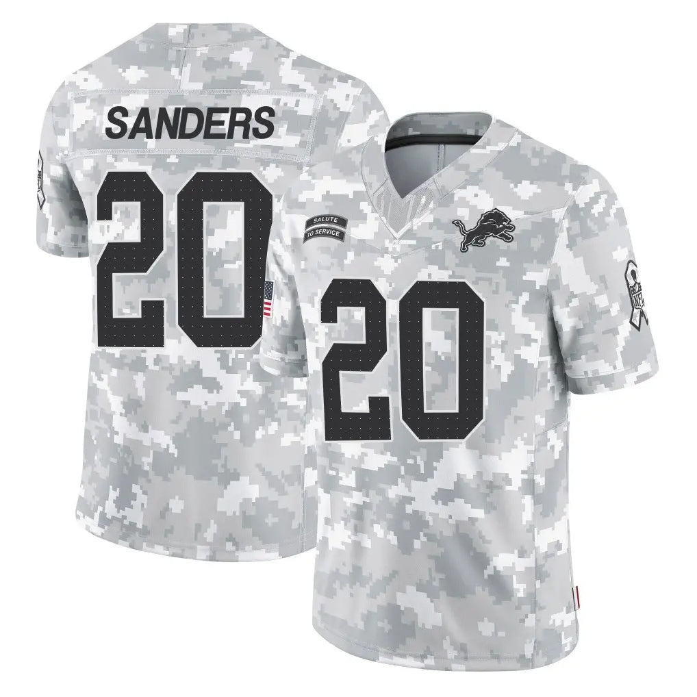 D.Lions #20 Barry Sanders Player Arctic Camo Salute To Service Limited Jdoa Stitched Jerseys