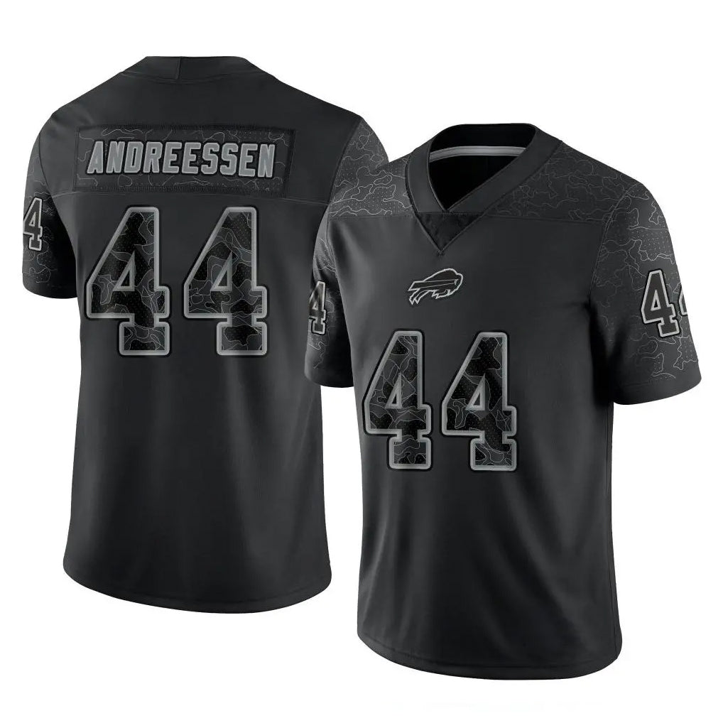B.Bills #44 Joe Andreessen Player Black RFLCTV Limited Jdoa Stitched Jerseys