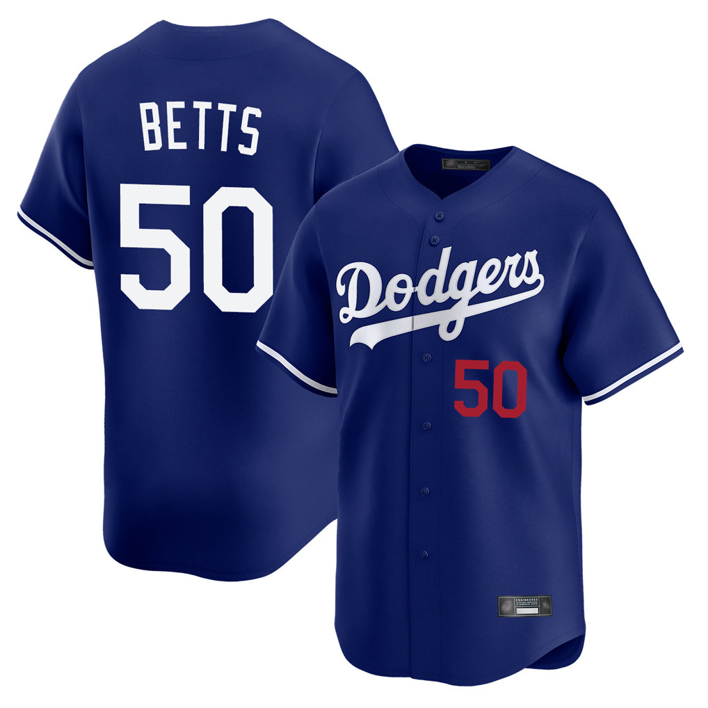 LA.Dodgers #50 Mookie Betts Player Royal Limited Home Jdoa Stitched Jerseys