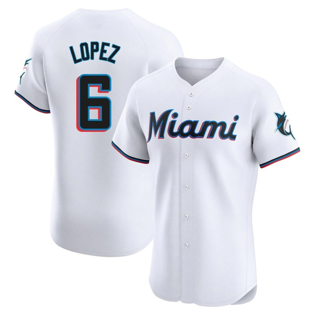 M.Marlins #6 Otto Lopez Player White  Home Limited Elite Jdoa Stitched Jerseys