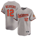 B.Orioles #12 Dylan Beavers Player Gray Limited Home Game Jdoa Stitched Jerseys