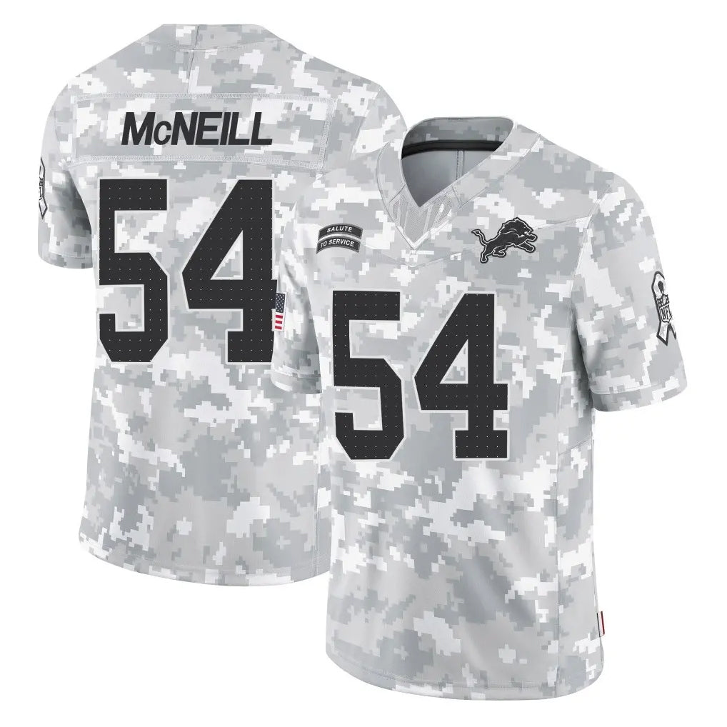 D.Lions #54 Alim McNeill Player Arctic Camo Salute To Service Limited Jdoa Stitched Jerseys