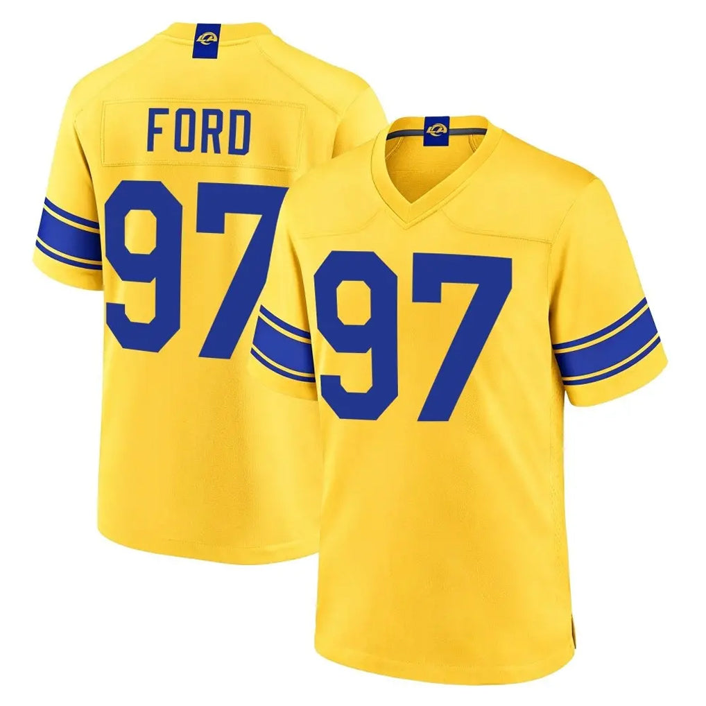 LA.Rams #97 Poona Ford Player Gold Classic Sol Home Game Jdoa Stitched Jerseys