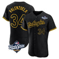 LA.Dodgers #34 Fernando Valenzuela Player Black World Series Snake Skin City Limited Elite Home Jdoa Stitched Jerseys