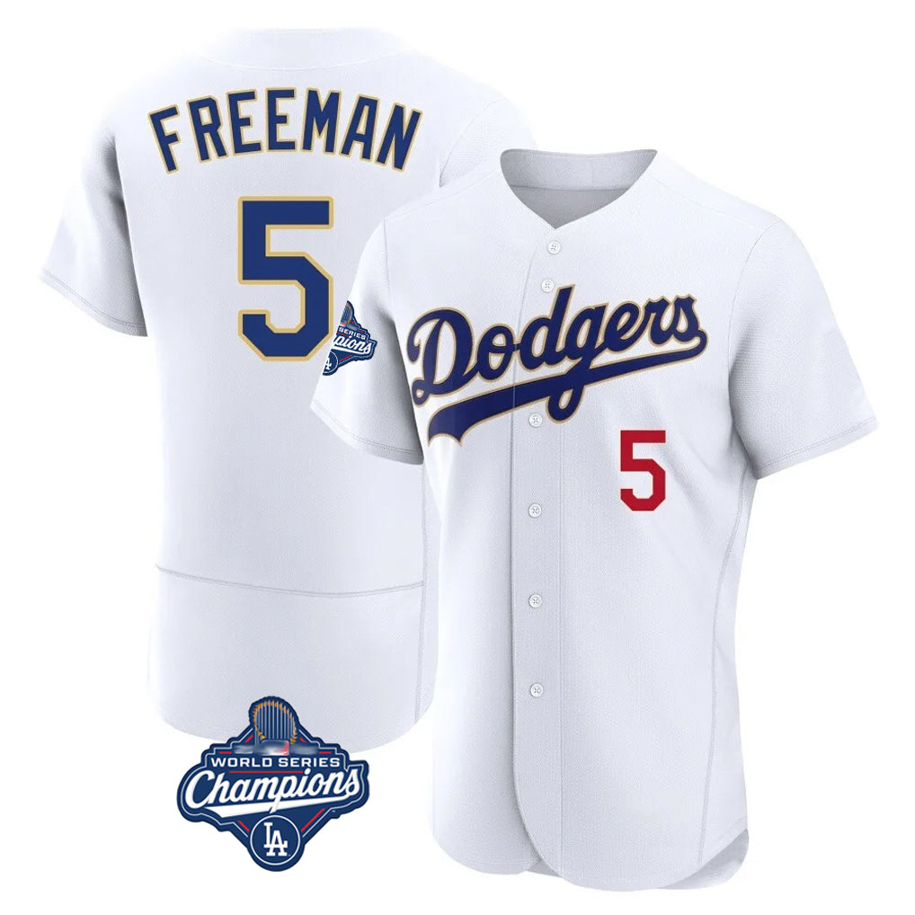 LA.Dodgers #5 Freddie Freeman Player Gold White World Series Meet 2026 Collection Stadium Limited Elite Jdoa Stitched Jerseys