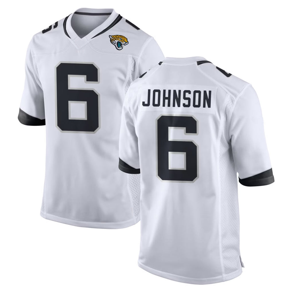 J.Jaguars #6 Antonio Johnson Player White Home Game Jdoa Stitched Jerseys