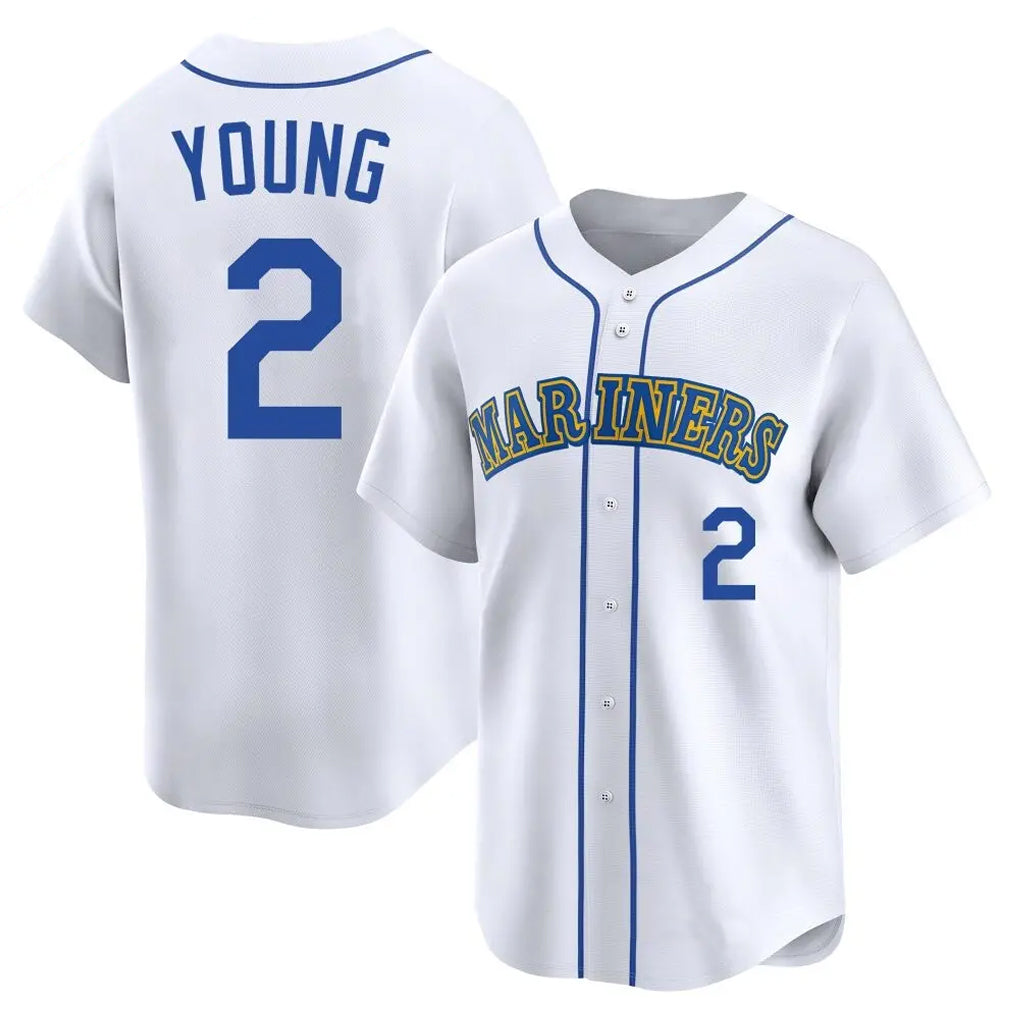 S.Mariners #2 Cole Young Player White Throwback Cooperstown Collection Limited Game Jdoa Stitched Jerseys