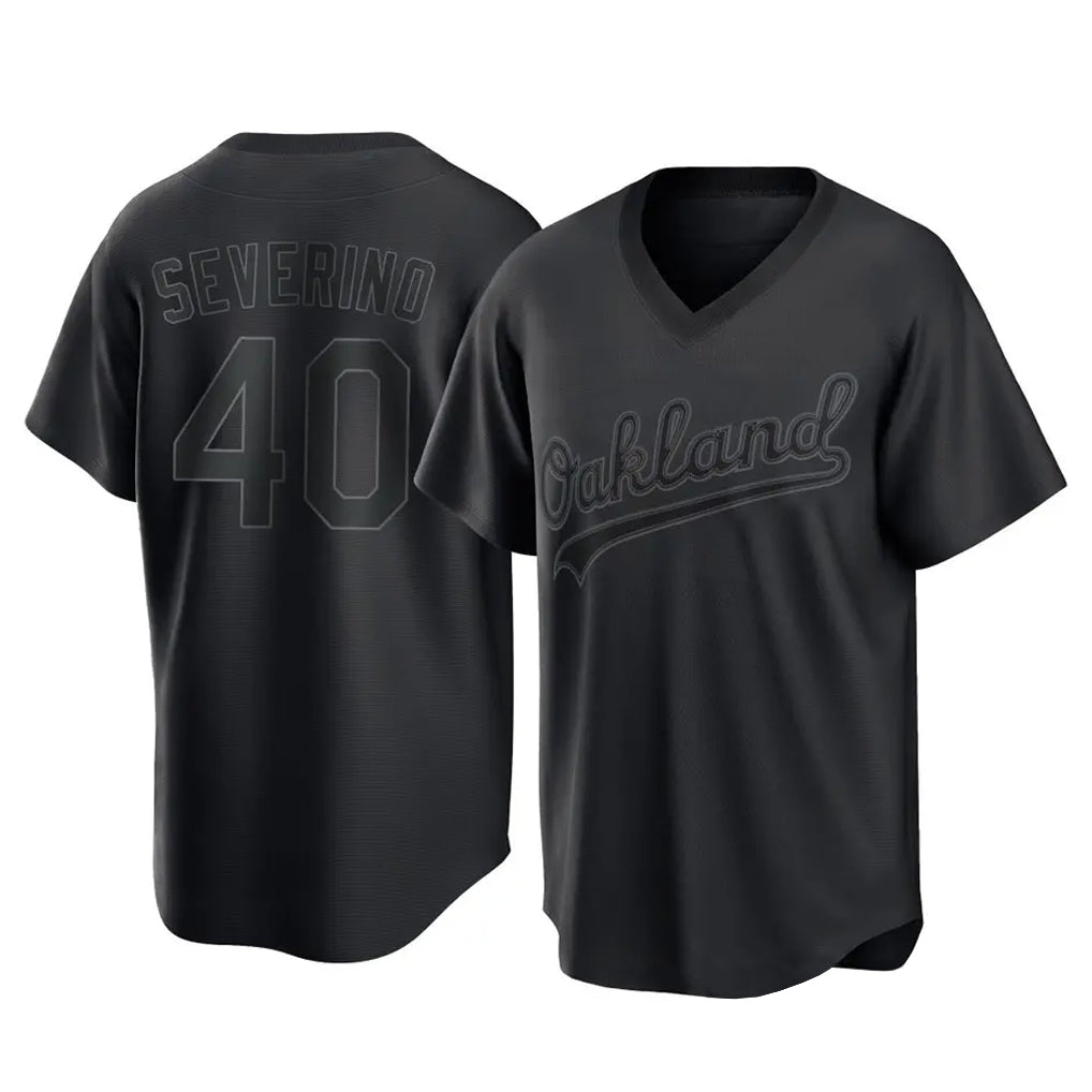 Athletics #40 Luis Severino Player Black Pitch Fashion T-shirt Home Game Jdoa Stitched Jerseys