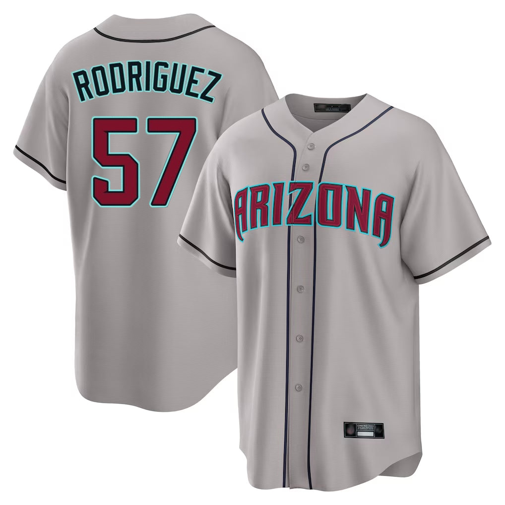 A.Diamondbacks #57 Eduardo Rodriguez Player Gray Road Home Game Jdoa Stitched Jerseys