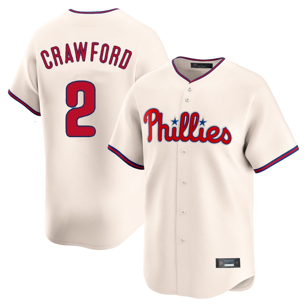 P.Phillies #2 Justin Crawford Player Cream Home Limited Jdoa Stitched Jerseys