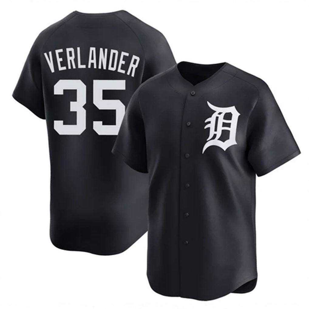 D.Tigers #35 Justin Verlander Player Navy Home Limited Game Jdoa Stitched Jerseys