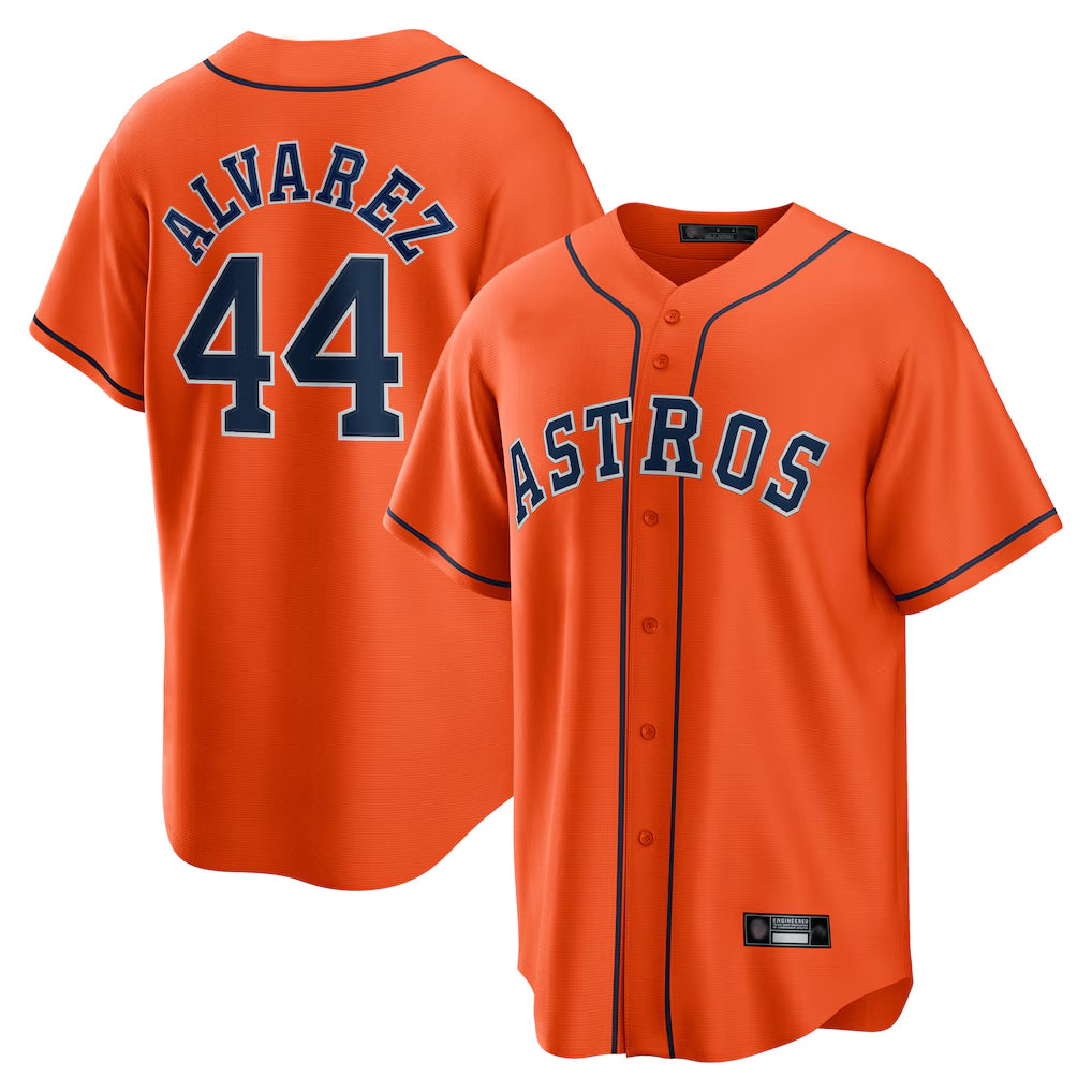 H.Astros #44 Yordan Alvarez Player Orange Home Game Jdoa Stitched Jerseys