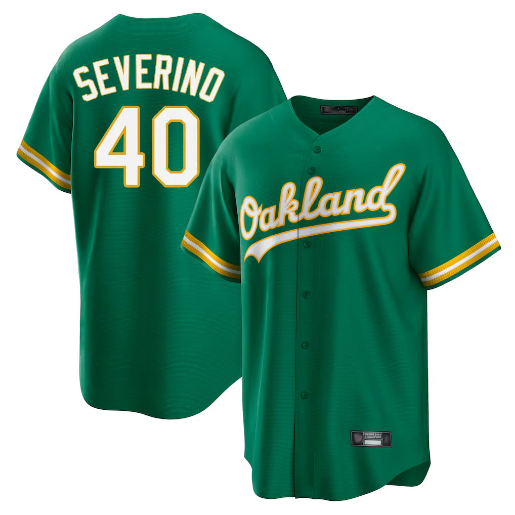 Athletics #40 Luis Severino Player Kelly Green Home Game Jdoa Stitched Jerseys