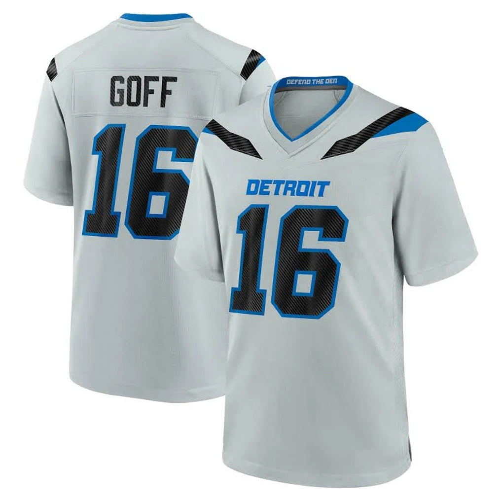 D.Lions #16 Jared Goff Player Silver 2026 Rivalries Collection Home Game Jdoa Stitched Jerseys