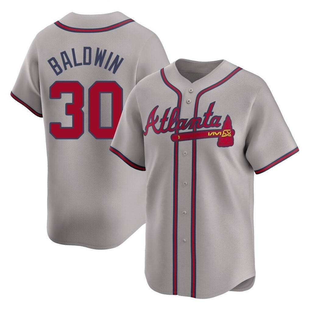 A.Braves #30 Drake Baldwin Player Gray Limited Home Game Jdoa Stitched Jerseys