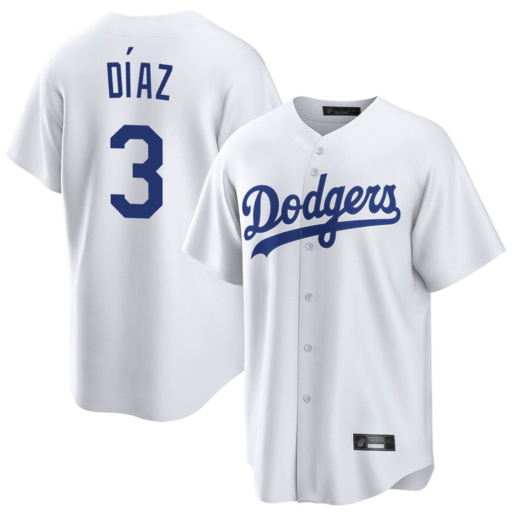 LA.Dodgers #3 Edwin D¨ªaz Player White Game Home Jdoa Stitched Jerseys