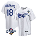 LA.Dodgers #18 Yoshinobu Yamamoto Player White World Series Game Home Jdoa Stitched Jerseys