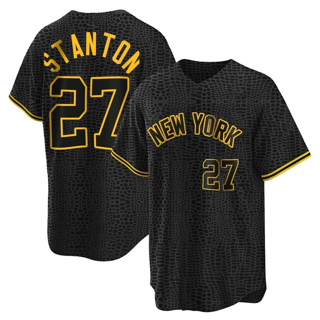 NY.Yankees #27 Giancarlo Stanton Player Black Snake Skin City Game Home Jdoa Stitched Jerseys