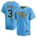 M.Brewers #3 Joey Ortiz Player Light Blue City Connect Home Limited Jdoa Stitched Jerseys