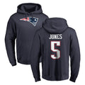 NE.Patriots #5 Dre'Mont Jones Player Navy LOGO Pullover Hoodies Home Game Jdoa Stitched Jerseys